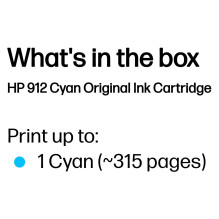 HP 912 originali žydro spalvos rašalo kasetė HP 912 originali žydro spalvos rašalo kasetė