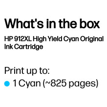HP 912XL High Yield Cyan Original ink cartridge HP 912XL High Yield Cyan Original ink cartridge