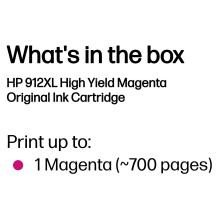 HP 912XL didelės talpos rausvai violetinė rašalo kasetė HP 912XL didelės talpos rausvai violetinė rašalo kasetė