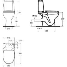 Toilet, stand Vidima Korona W908001, with lid, 350x610 mm