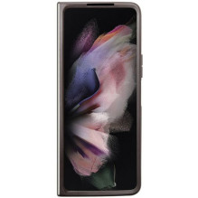 „Guess“ kietas odinis 4G trikampio formos dėklas „Samsung Galaxy Z Fold 5“, rudas
