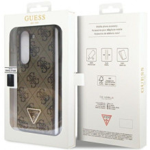„Guess“ kietas odinis 4G trikampio formos dėklas „Samsung Galaxy Z Fold 5“, rudas