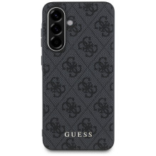 Guess 4G metalinis auksinis logotipo dėklas, skirtas Samsung Galaxy A56 - juodas