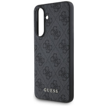 Guess 4G metalinis auksinis logotipo dėklas, skirtas Samsung Galaxy A56 - juodas