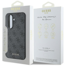 Guess 4G metalinis auksinis logotipo dėklas, skirtas Samsung Galaxy A56 - juodas