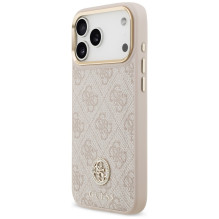 Guess 4G Strass Logo &amp; Big Strap Metal Buttons MagSafe Case for iPhone 17 Pro Max - Pink
