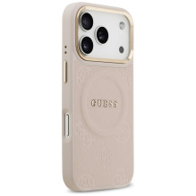 „Guess Peony Hot Stamp MagSafe“ dėklas, skirtas „iPhone 17 Pro“ – rožinis