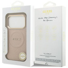 „Guess Peony Hot Stamp MagSafe“ dėklas, skirtas „iPhone 17 Pro“ – rožinis