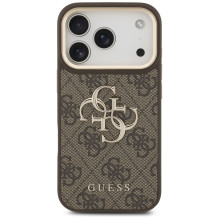 Guess 4G Big 4G Classic Logo Big Strap Metal Buttons Case for iPhone 17 Pro - Brown