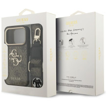 Guess 4G Big 4G Classic Logo Big Strap Metal Buttons Case for iPhone 17 Pro - Brown