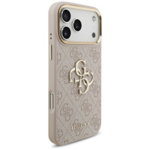 Guess 4G Big 4G Classic Logo Big Strap Metal Buttons Case for iPhone 17 Pro Max - Pink