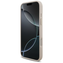 „Guess 4G Big 4G Classic“ logotipo ir didelių dirželių metalinių mygtukų dėklas, skirtas iPhone 17 Pro Max – rožinis