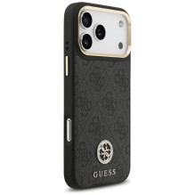 Guess 4G Srtass Logo &amp; Big Strap Metal Buttons MagSafe Case for iPhone 17 Pro Max - Black
