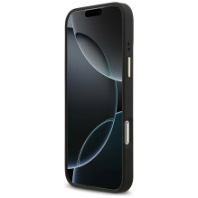 „Guess 4G Srtass“ logotipas ir dideli metaliniai dirželio mygtukai su „MagSafe“ dėklu, skirtu „iPhone 17 Pro Max“ – juod