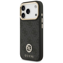 Guess 4G Strass Logo &amp; Big Strap Metal Buttons MagSafe Case for iPhone 17 Pro - Black