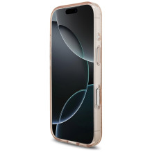 „Guess IML Flowers Electro Pearl Strap MagSafe“ dėklas, skirtas „iPhone 17 Pro“ – rožinis