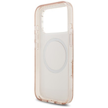 „Guess IML Flowers Electro Pearl Strap MagSafe“ dėklas, skirtas „iPhone 17 Pro“ – rožinis