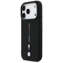 BMW M silikoninis trijų spalvų linijos „MagSafe“ dėklas, skirtas „iPhone 17 Pro“ – juodas