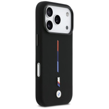 BMW M silikoninis trijų spalvų linijos „MagSafe“ dėklas, skirtas „iPhone 17 Pro“ – juodas