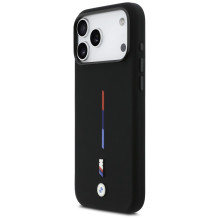BMW M silikoninis trijų spalvų linijos „MagSafe“ dėklas, skirtas „iPhone 17 Pro Max“ – juodas