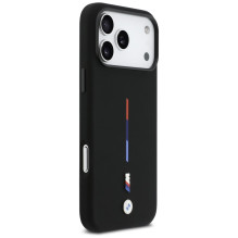BMW M silikoninis trijų spalvų linijos „MagSafe“ dėklas, skirtas „iPhone 17 Pro Max“ – juodas