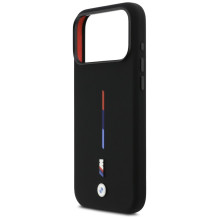 BMW M silikoninis trijų spalvų linijos „MagSafe“ dėklas, skirtas „iPhone 17 Pro Max“ – juodas