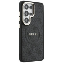 „Guess 4G“ įspausto žiedo formos „MagSafe“ dėklas, skirtas „Samsung Galaxy S26 Ultra“ – juodas