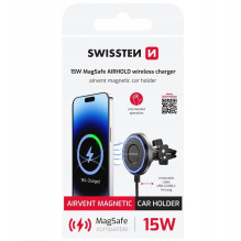 „Swissten Airhold“ magnetinis automobilio laikiklis su belaidžiu įkrovikliu 15 W / 7,5 W (suderinamas su „MagSafe“) (Boj