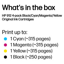 HP 912 4-Pack CMYK(4) Original Combo ink cartridge