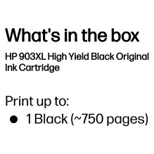 HP 903XL didelės talpos originali juoda rašalo kasetė HP 903XL didelės talpos originali juoda rašalo kasetė