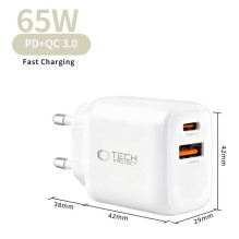 Ładowarka sieciowa Tech-Protect NCA65W-GAN 2-Porty PD 65W / QC3.0 2 - biała