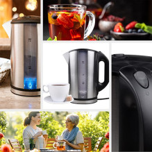 Adler AD 1216 elektrinis virdulys 1,7 l juodas, sidabrinis 2200 W