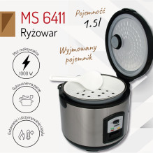 Mesko MS 6411 ryžių viryklė, juoda, nerūdijantis plienas, 1000 W Mesko MS 6411 ryžių viryklė, juoda, nerūdijantis plienas, 1000 W