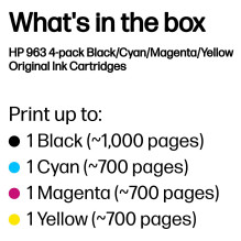HP 963 4-Pack CMYK(4) Original Combo ink cartridge HP 963 4-Pack CMYK(4) Original Combo ink cartridge