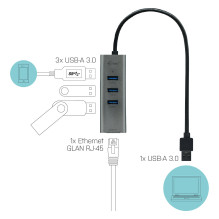 i-tec Metal U3METALG3HUB sąsajos šakotuvas