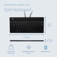 KEYBOARD WRL COMPACT BREAK / BLACK RGOSBUKWLBL R-GO TOOLS