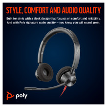 HP Poly Blackwire 3320 Stereo USB-C Headset +USB-C / A Adapter