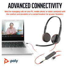 HP Poly Blackwire 3225 stereo USB-C ausinės + 3,5 mm kištukas + USB-C / A adapteris (didmeninė prekyba) HP Poly Blackwire 3225 stereo USB-C ausinės + 3,5 mm kištukas + USB-C / A adapteris (didmeninė prekyba)