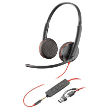 HP Poly Blackwire 3225 Stereo USB-C Headset +3.5mm Plug +USB-C / A Adapter (Bulk)