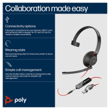 HP Poly Blackwire 5210 Monaural USB-C Headset +3.5mm Plug +USB-C / A Adapter HP Poly Blackwire 5210 Monaural USB-C Headset +3.5mm Plug +USB-C / A Adapter