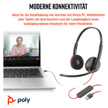 HP Poly Blackwire 3220 stereo USB-C ausinės + USB-C / A adapteris (didmeninė prekyba) HP Poly Blackwire 3220 stereo USB-C ausinės + USB-C / A adapteris (didmeninė prekyba)