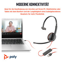 HP Poly Blackwire 3210 monofoninės USB-C ausinės + USB-C / A adapteris (didmeninė prekyba) HP Poly Blackwire 3210 monofoninės USB-C ausinės + USB-C / A adapteris (didmeninė prekyba)