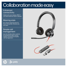 HP Poly Blackwire 3320 stereo ausinės su „Microsoft Teams“ sertifikuotomis USB-C ausinėmis + USB-C / A adapteriu HP Poly Blackwire 3320 stereo ausinės su „Microsoft Teams“ sertifikuotomis USB-C ausinėmis + USB-C / A adapteriu