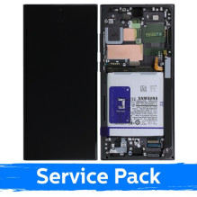 Ekranas skirtas Samsung S918 S23 Ultra su rėmeliu / Phnatom Black (Red)(Graphite) / (Service Pack) +INCLUDING BATTERY