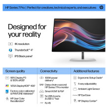 HP serijos 7 Pro 27 colių 4K „Thunderbolt 4“ monitorius – 727 pk kompiuterio monitorius