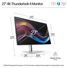 HP serijos 7 Pro 27 colių 4K „Thunderbolt 4“ monitorius – 727 pk kompiuterio monitorius