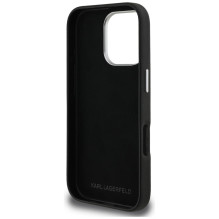 Karl Lagerfeld FW Grained Karl &amp; Choupette Heads Pins Case for iPhone 16 Pro Max - Black