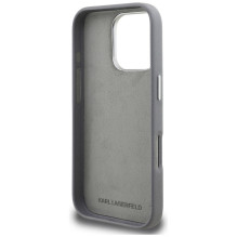 Karl Lagerfeld FW Grained Karl &amp; Choupette Heads Pins Case for iPhone 16 Pro - Gray