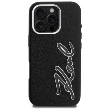 Karl Lagerfeld FW Grained Signature Logo iPhone 16 Pro Case - Black