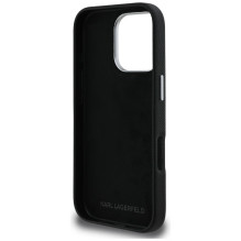 Karl Lagerfeld FW Grained Signature Logo iPhone 16 Pro Case - Black